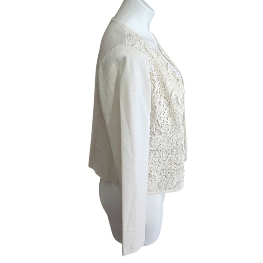 Chico's Ivory Crochet Lace Bolero jacket Size 1 (S) - Picture 3 of 10